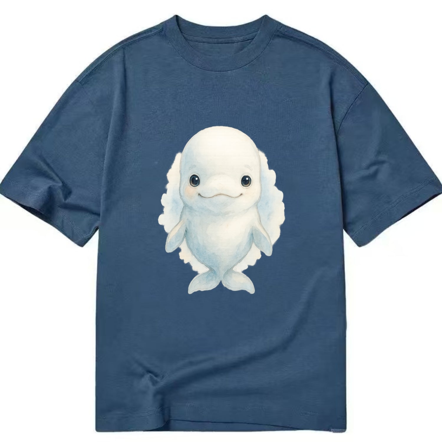 Baby Beluga Whale - pure white, rounded forehead, small eyes with big - Classic T-shirt - Twilight Navy(Blue)