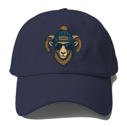 Colorado Rocky Mountain Bighorn Sheep wearing Denver beanie with pom pom and - Baseball Cap - Twilight Navy(Blue)