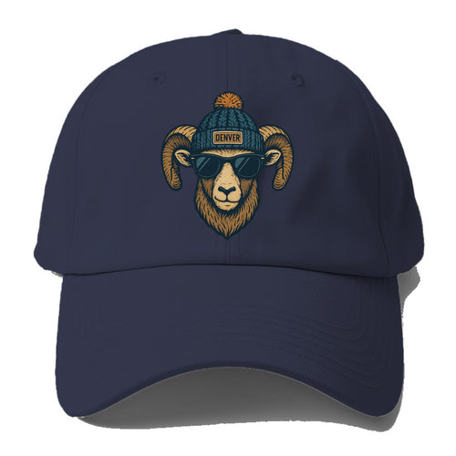 Colorado Rocky Mountain Bighorn Sheep wearing Denver beanie with pom pom and - Baseball Cap