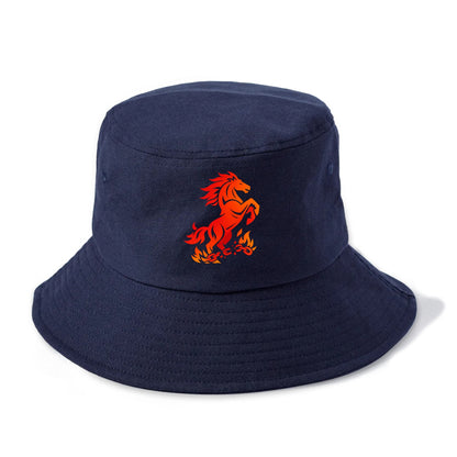 FREEDOM FLAMES | Wild horse breaking fire chains | Liberation | Barriers burned | - Bucket Hat - Twilight Navy(Blue)
