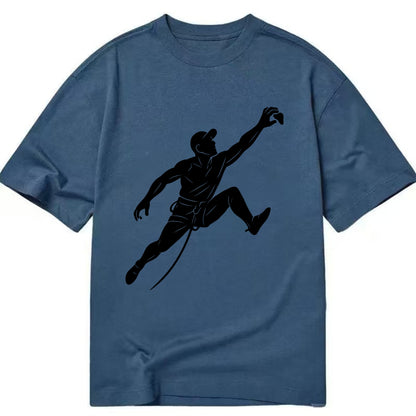 Rock wall climber reaching hold - Classic T-shirt - Twilight Navy(Blue)