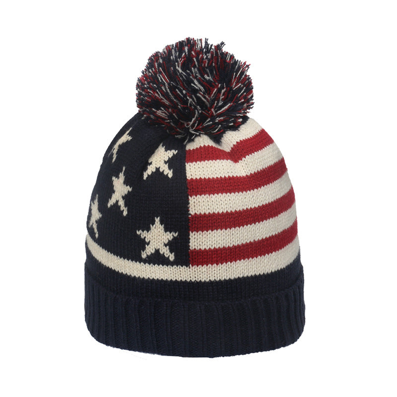 USA/UK Flag Knit Beanie - Cozy Wool Blend Hat