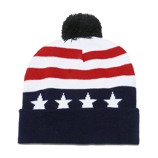 USA Flag Knit Beanie - Patriotic Winter Hat