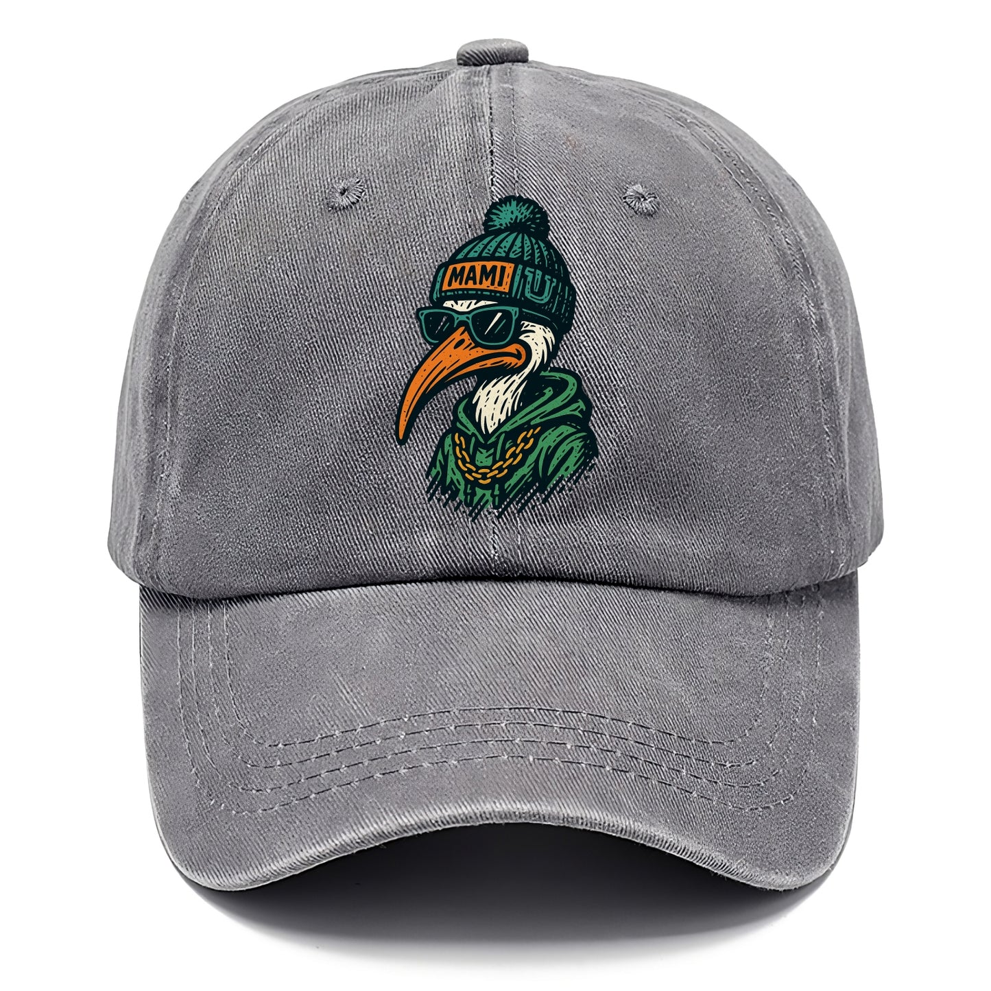 Coral Gables Ibis wearing Miami beanie with U patch - Classic Cap - Urban Haze(Grey)