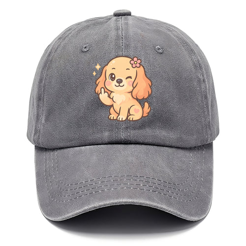 Cocker Spaniel with long wavy ears, gentle face, paw flipping off - Classic Cap