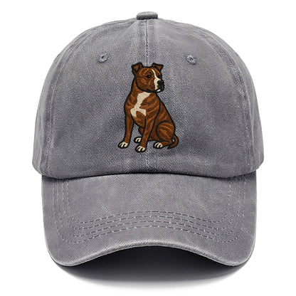 American Staffordshire Terrier - Brindle embroidered pose - Classic Cap - Urban Haze(Grey)
