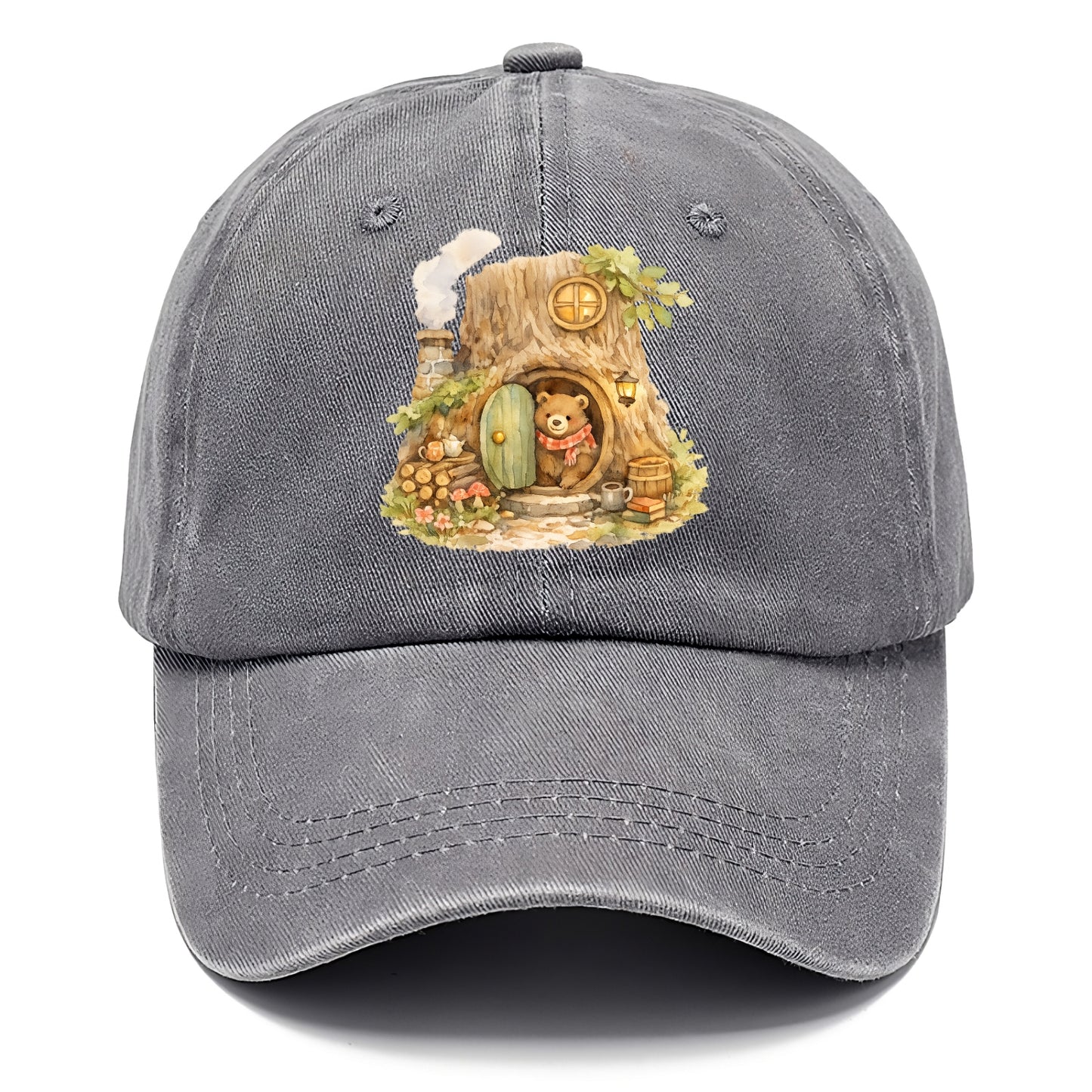 TREE HOME | Bear's home in hollow tree | Round door | Chimney smoke | Woodland - Classic Cap - Urban Haze(Grey)