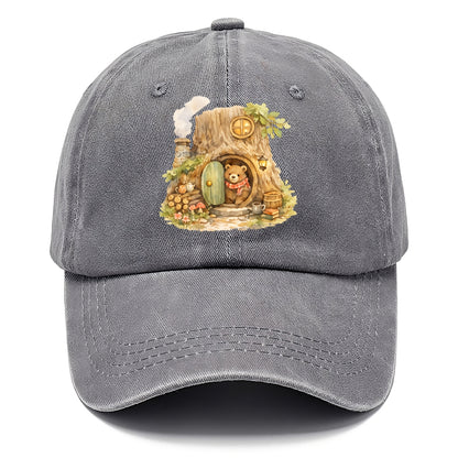 TREE HOME | Bear's home in hollow tree | Round door | Chimney smoke | Woodland - Classic Cap - Urban Haze(Grey)