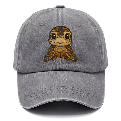 Baby Hawksbill Turtle - amber and brown shell pattern, curious golden eyes, - Classic Cap - Urban Haze(Grey)