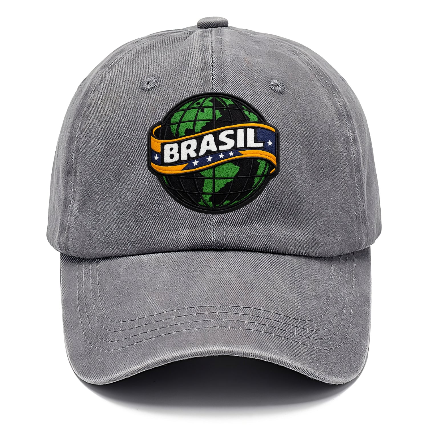 BRAZILIAN FLAG GLOBE - green globe with banner in green yellow blue , Brasil - Classic Cap - Urban Haze(Grey)