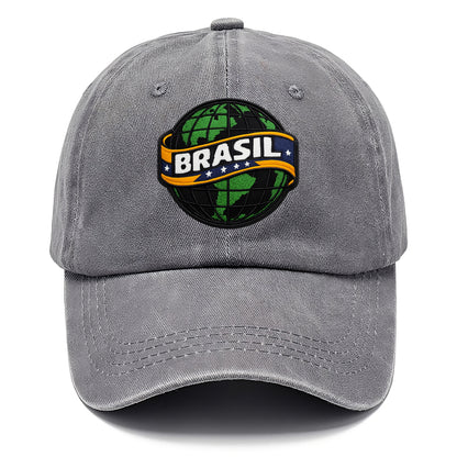 BRAZILIAN FLAG GLOBE - green globe with banner in green yellow blue , Brasil - Classic Cap - Urban Haze(Grey)