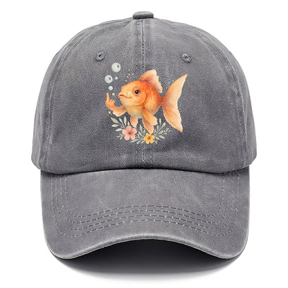 chubby goldfish blowing bubbles, one fin extended like middle finger - Classic Cap - Urban Haze(Grey)