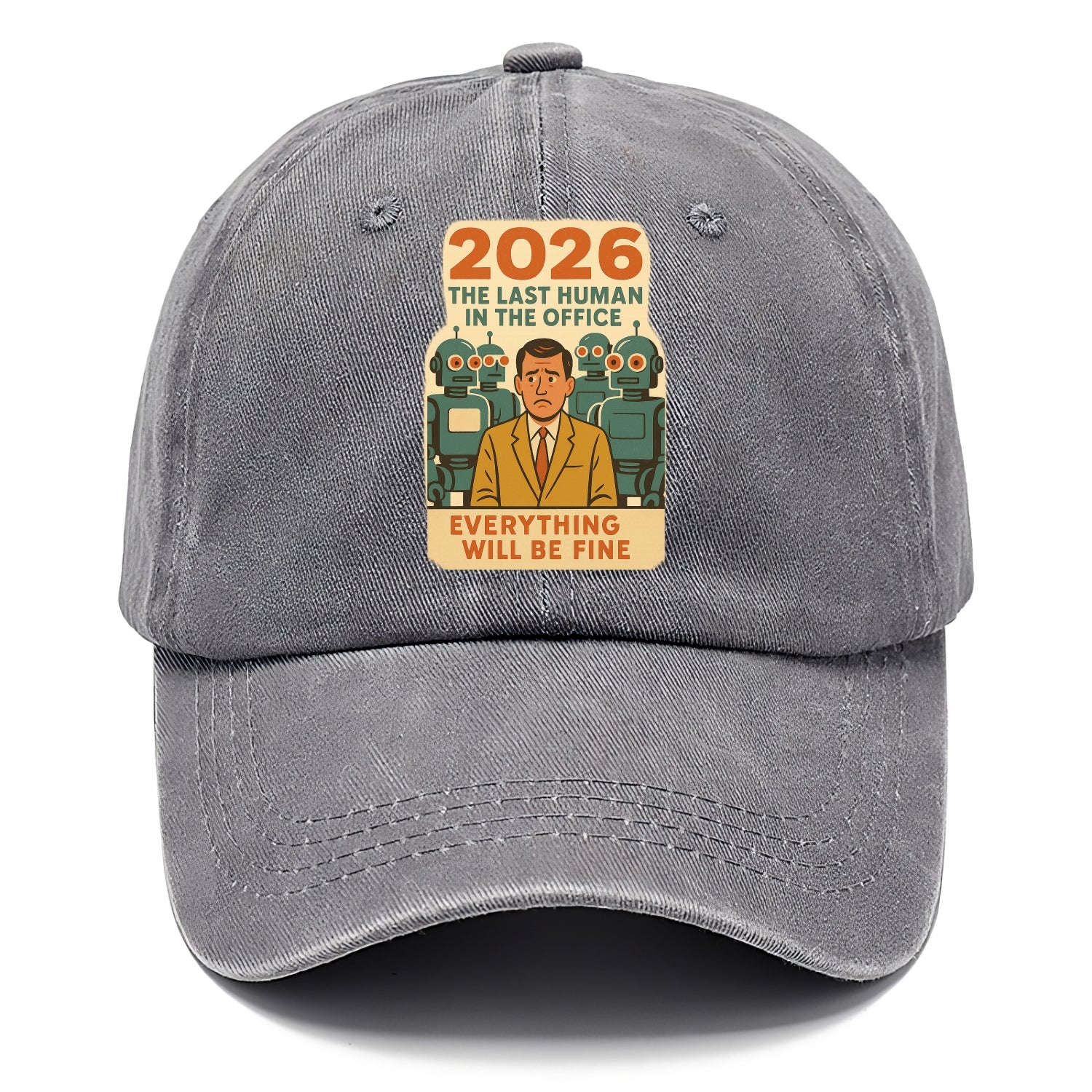 Single human worker surrounded by robot coworkers - "The last human in the office" - Classic Cap - Urban Haze(Grey)