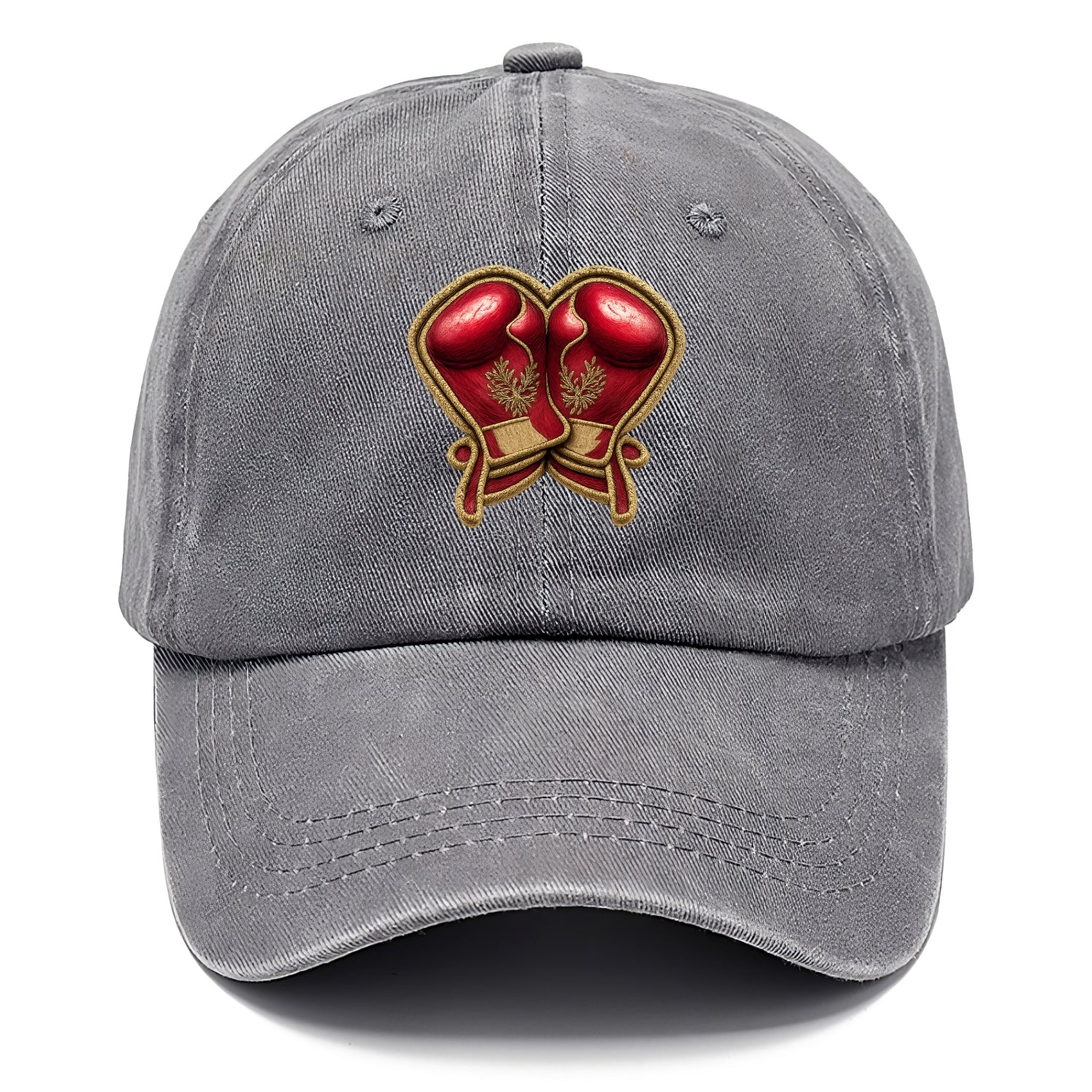 Embroidered patch design - BOXING GLOVES - red boxing gloves crossed in crimson and - Classic Cap - Urban Haze(Grey)