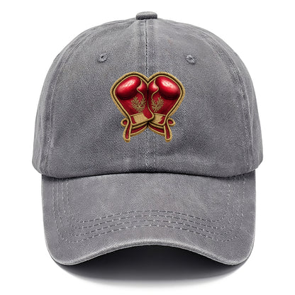 Embroidered patch design - BOXING GLOVES - red boxing gloves crossed in crimson and - Classic Cap - Urban Haze(Grey)