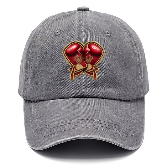 Embroidered patch design - BOXING GLOVES - red boxing gloves crossed in crimson and - Classic Cap - Urban Haze(Grey)
