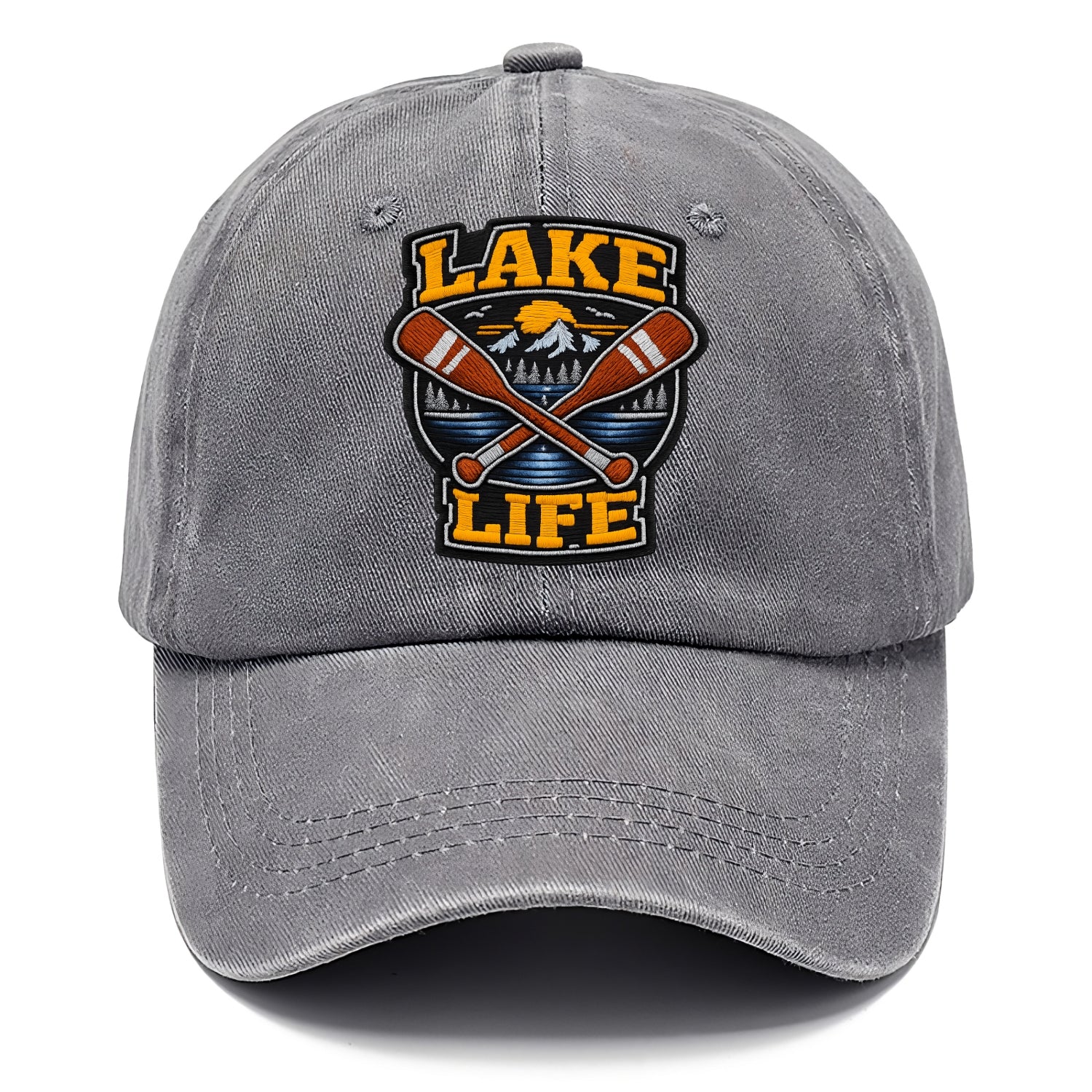 CANOE PADDLE - wooden paddle crossed in brown and cream , lake life - Classic Cap - Urban Haze(Grey)