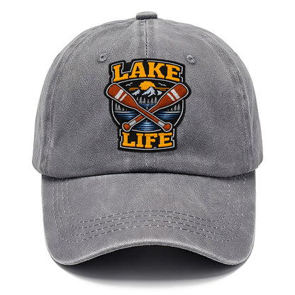 CANOE PADDLE - wooden paddle crossed in brown and cream , lake life - Classic Cap - Urban Haze(Grey)