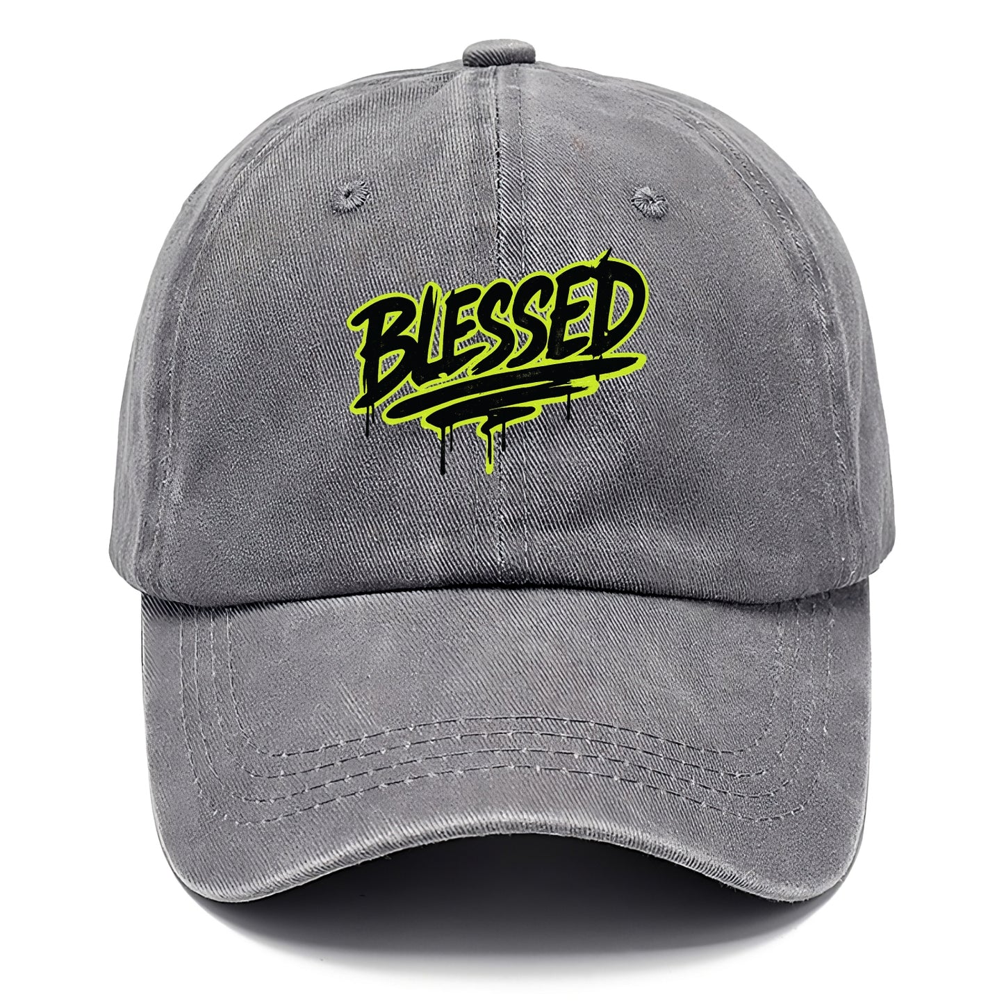 Bold typography design - "BLESSED" - recognizing good fortune, abundance - Classic Cap - Urban Haze(Grey)