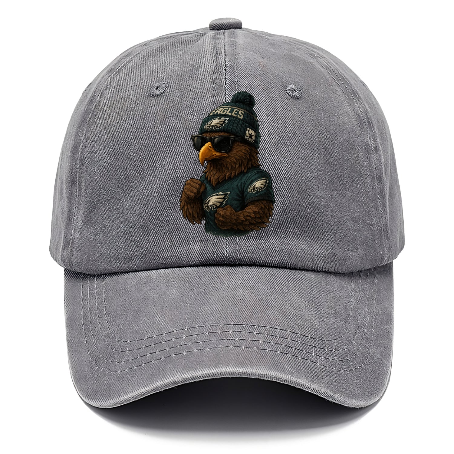 Philly Hawk wearing Eagles beanie with Rocky patch and wayfarer sunglasses - Classic Cap - Urban Haze(Grey)