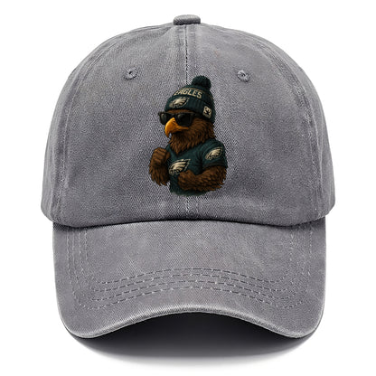 Philly Hawk wearing Eagles beanie with Rocky patch and wayfarer sunglasses - Classic Cap - Urban Haze(Grey)