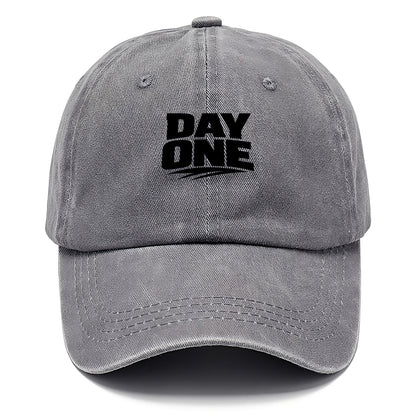 Bold typography design - "DAY ONE" - original friend, from the start - Classic Cap - Urban Haze(Grey)