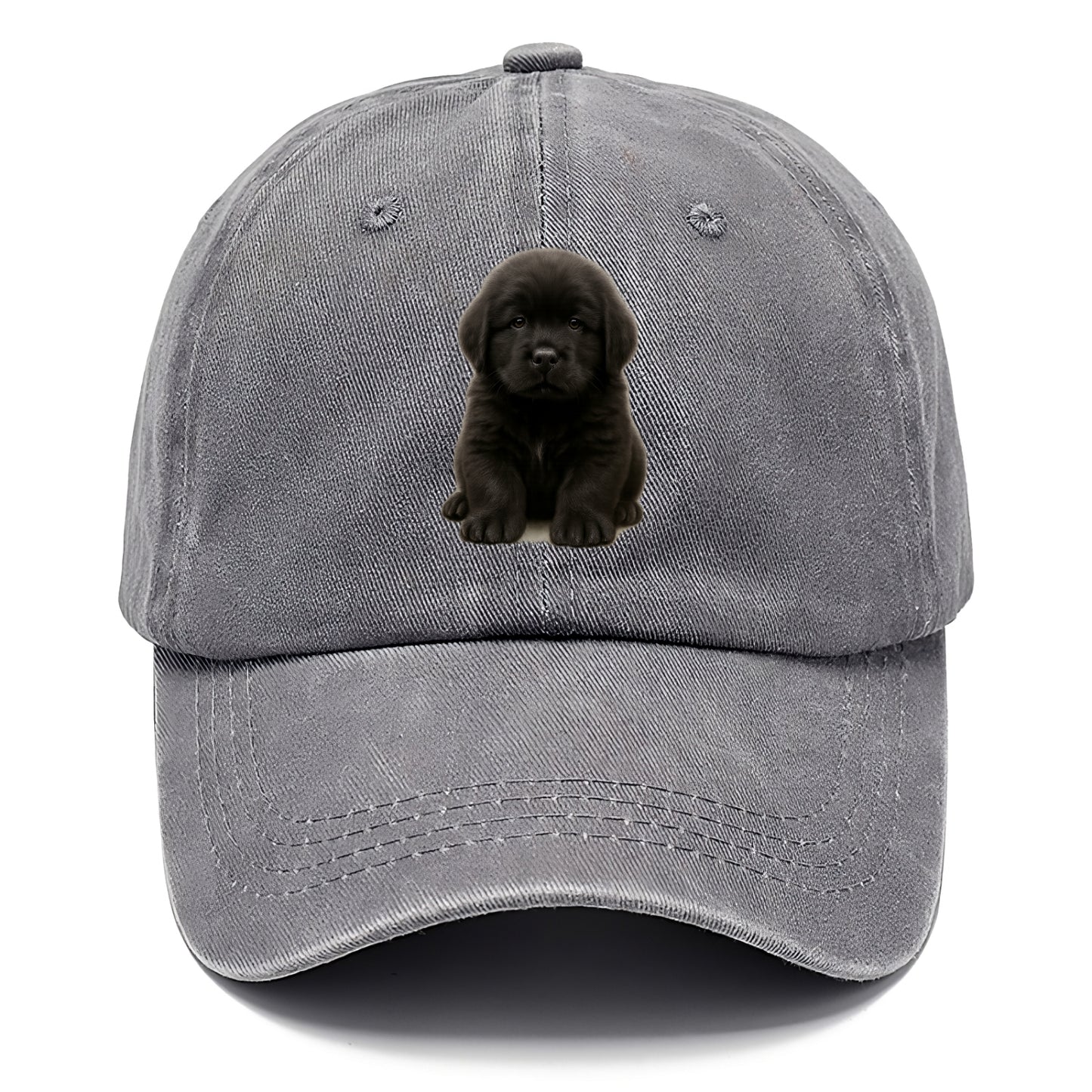 Baby Newfoundland Puppy - giant fluffy black, gentle eyes, webbed paws, front-facing, - Classic Cap - Urban Haze(Grey)