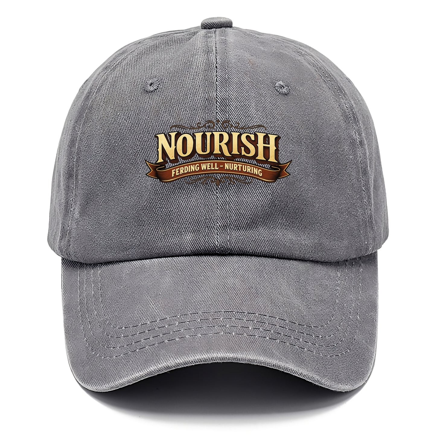 Bold typography design - "NOURISH" - feeding well, nurturing - Classic Cap - Urban Haze(Grey)