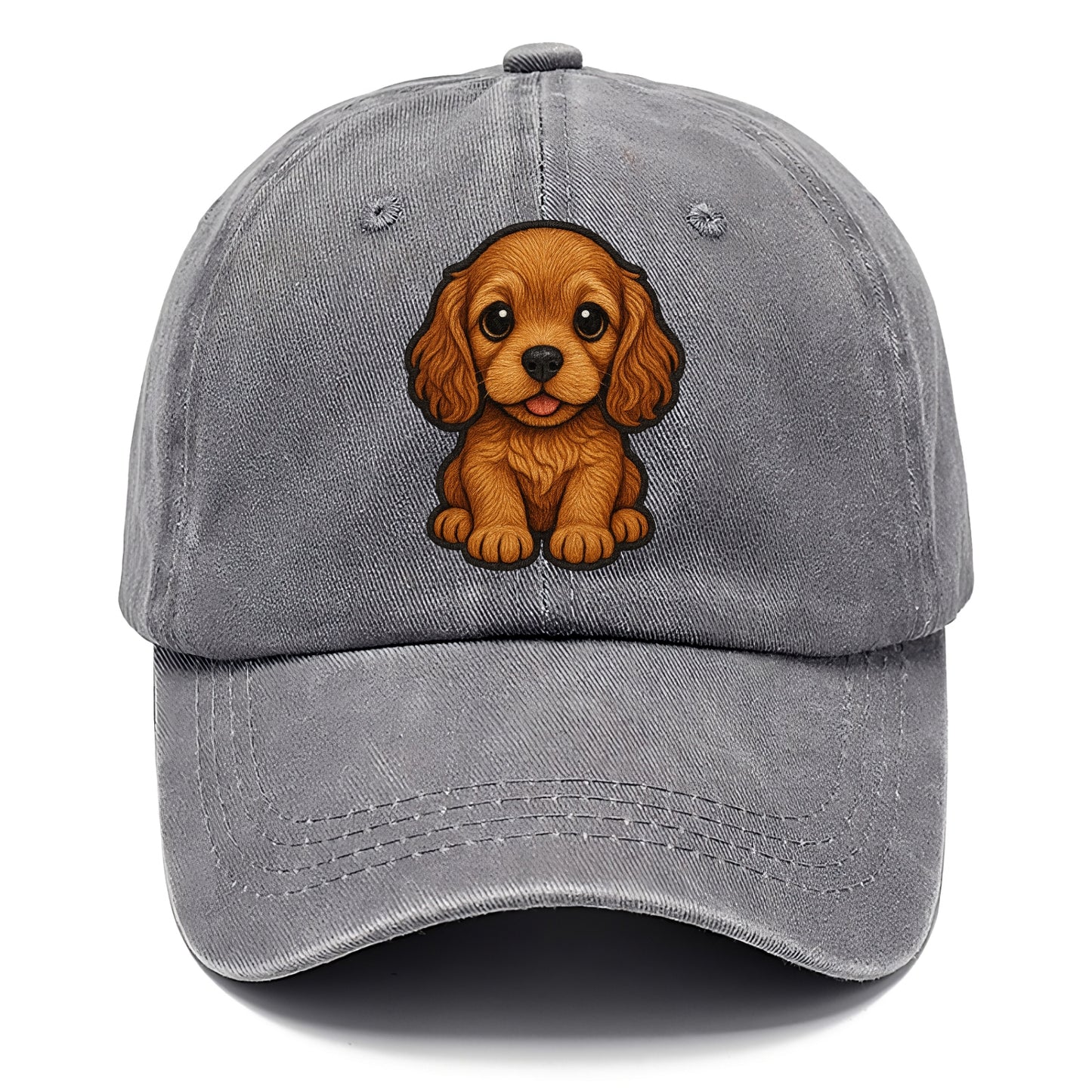 Baby Cocker Spaniel Puppy - long wavy ears, soulful eyes, silky coat, front-facing, - Classic Cap - Urban Haze(Grey)