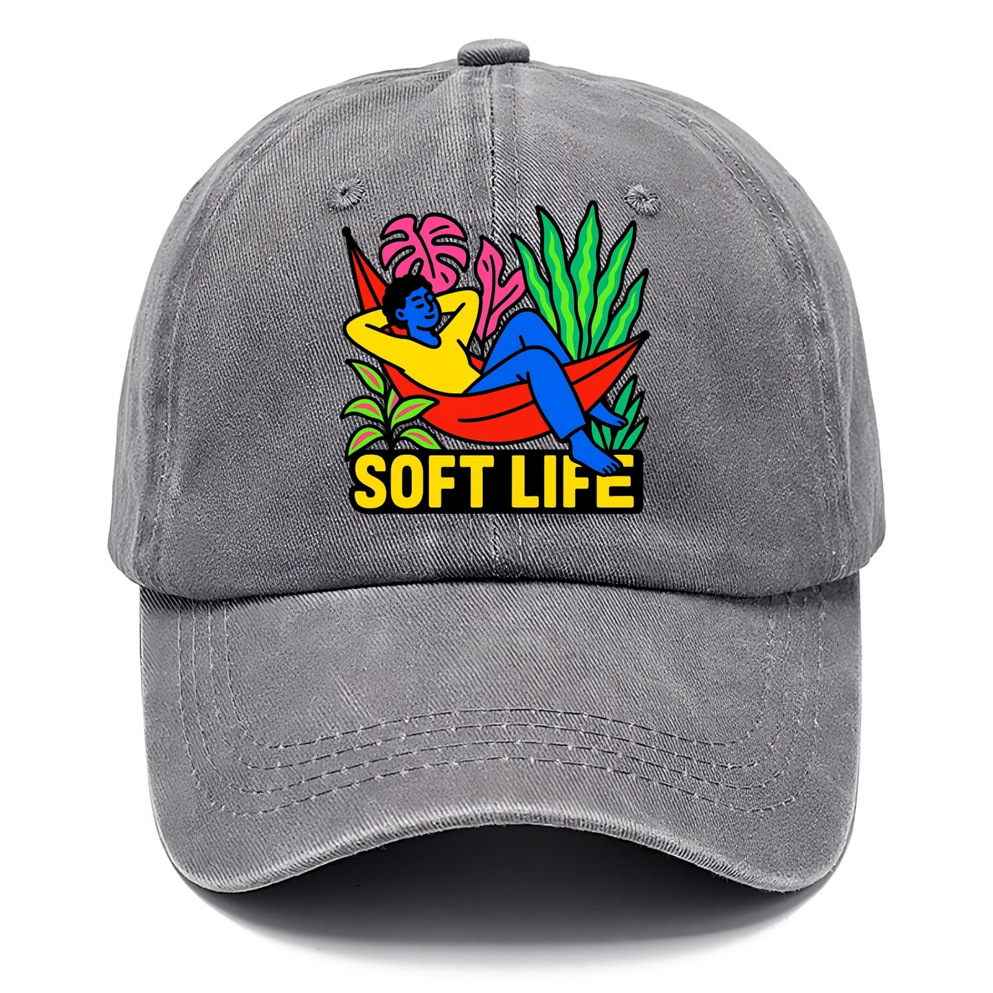 Person relaxing in hammock with plants - "soft life" aesthetic, peaceful living goals - Classic Cap - Urban Haze(Grey)