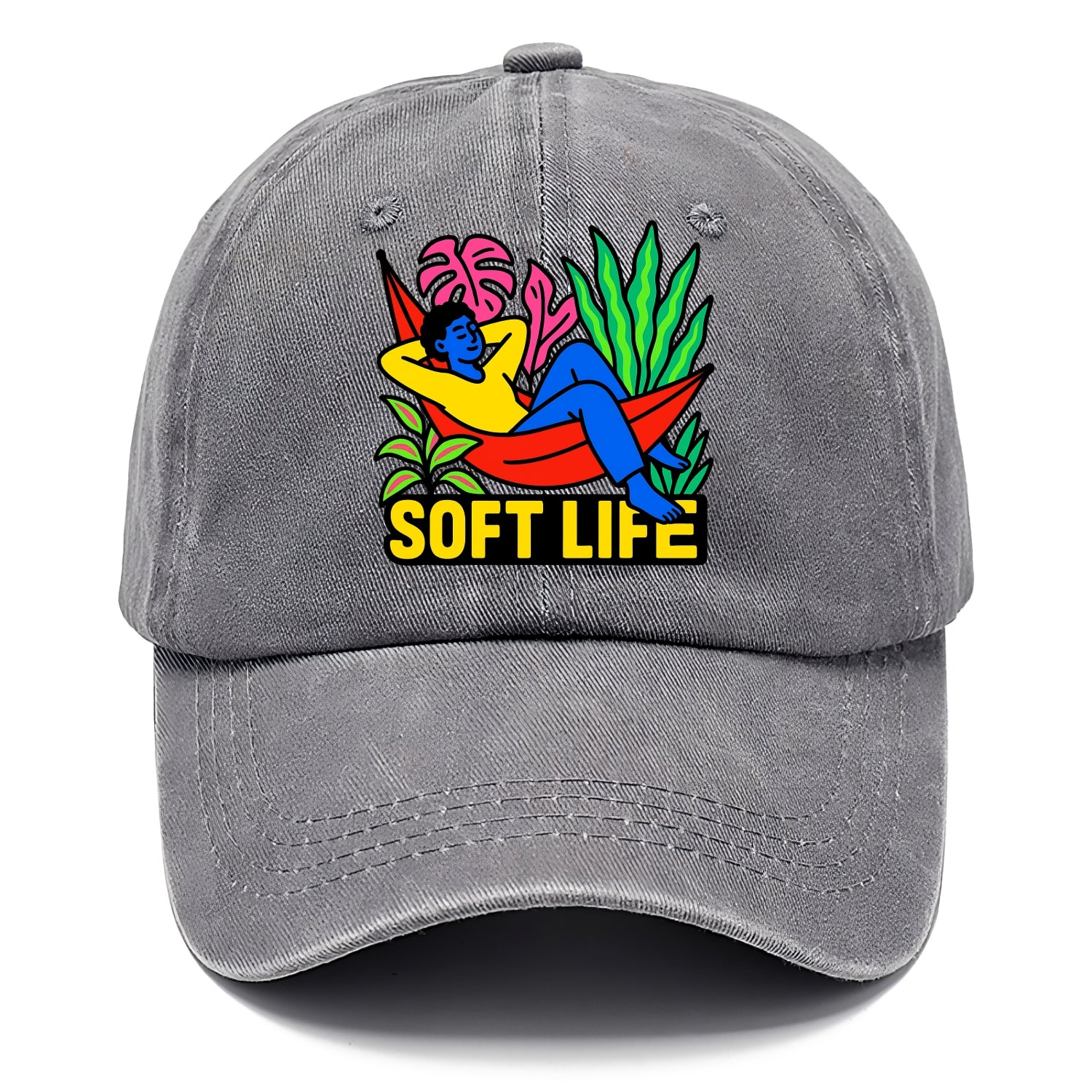 Person relaxing in hammock with plants - "soft life" aesthetic, peaceful living goals - Classic Cap - Urban Haze(Grey)