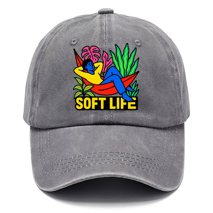 Person relaxing in hammock with plants - "soft life" aesthetic, peaceful living goals - Classic Cap - Urban Haze(Grey)