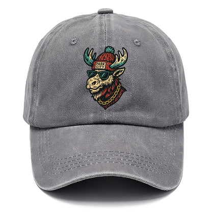 Park City Moose wearing Park City beanie with pom pom and wayfarer sunglasses - Classic Cap - Urban Haze(Grey)