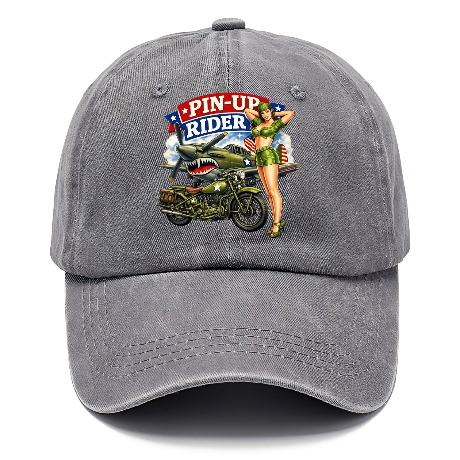 Wwii Pin Up Rider - Classic Cap - Urban Haze(Grey)