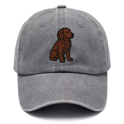 Boykin Spaniel - Rich chocolate brown wavy coat embroidered sitting pose - Classic Cap - Urban Haze(Grey)