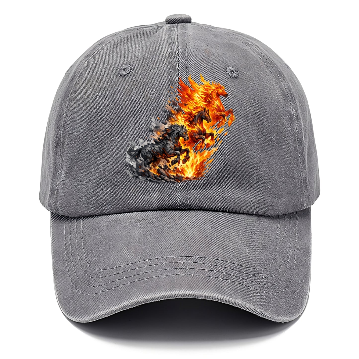INFERNO STALLION | Horse made entirely of living flames | Blazing mane and tail | - Classic Cap - Urban Haze(Grey)