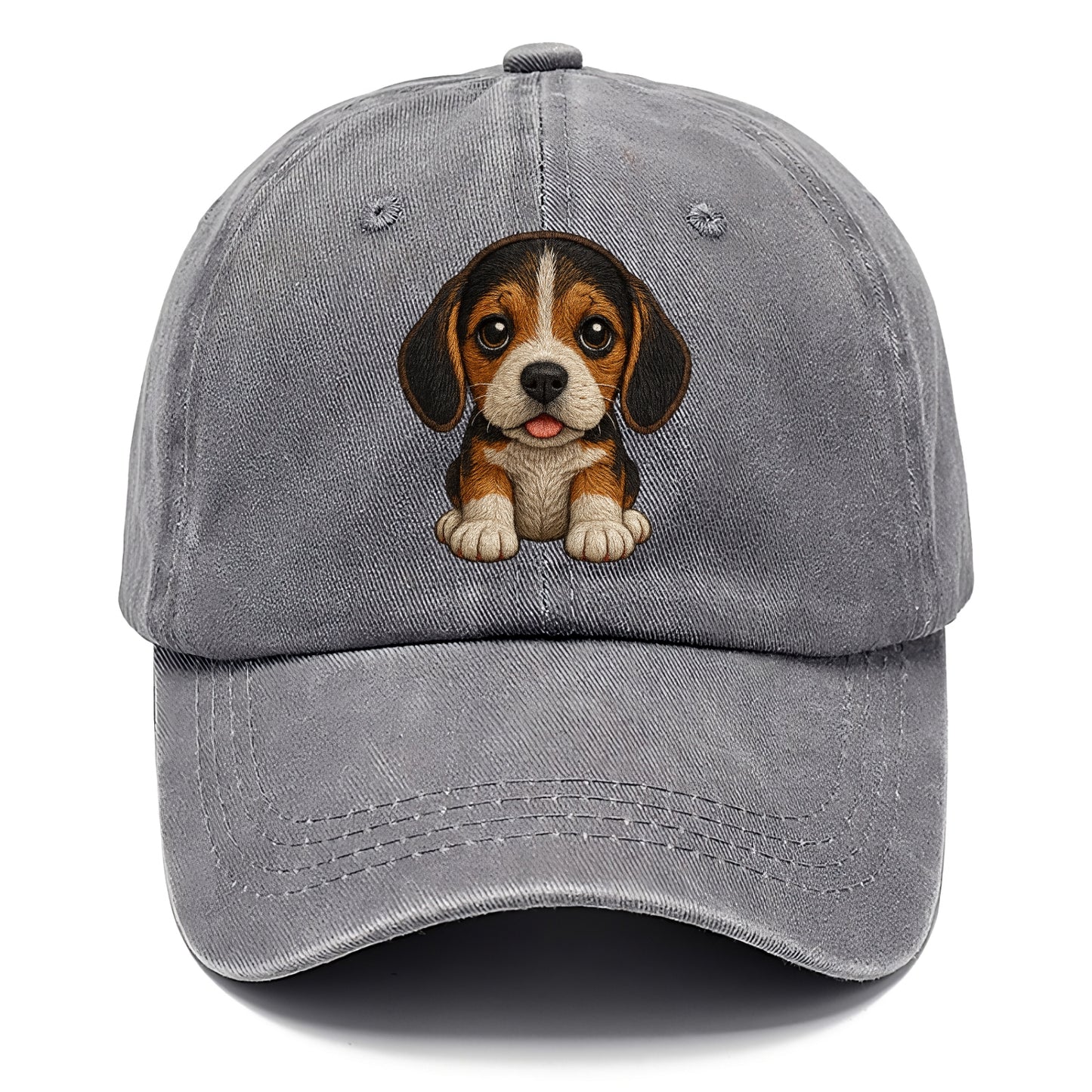 Baby Beagle Puppy - tricolor coat, long droopy ears, big pleading eyes, front-facing, - Classic Cap - Urban Haze(Grey)