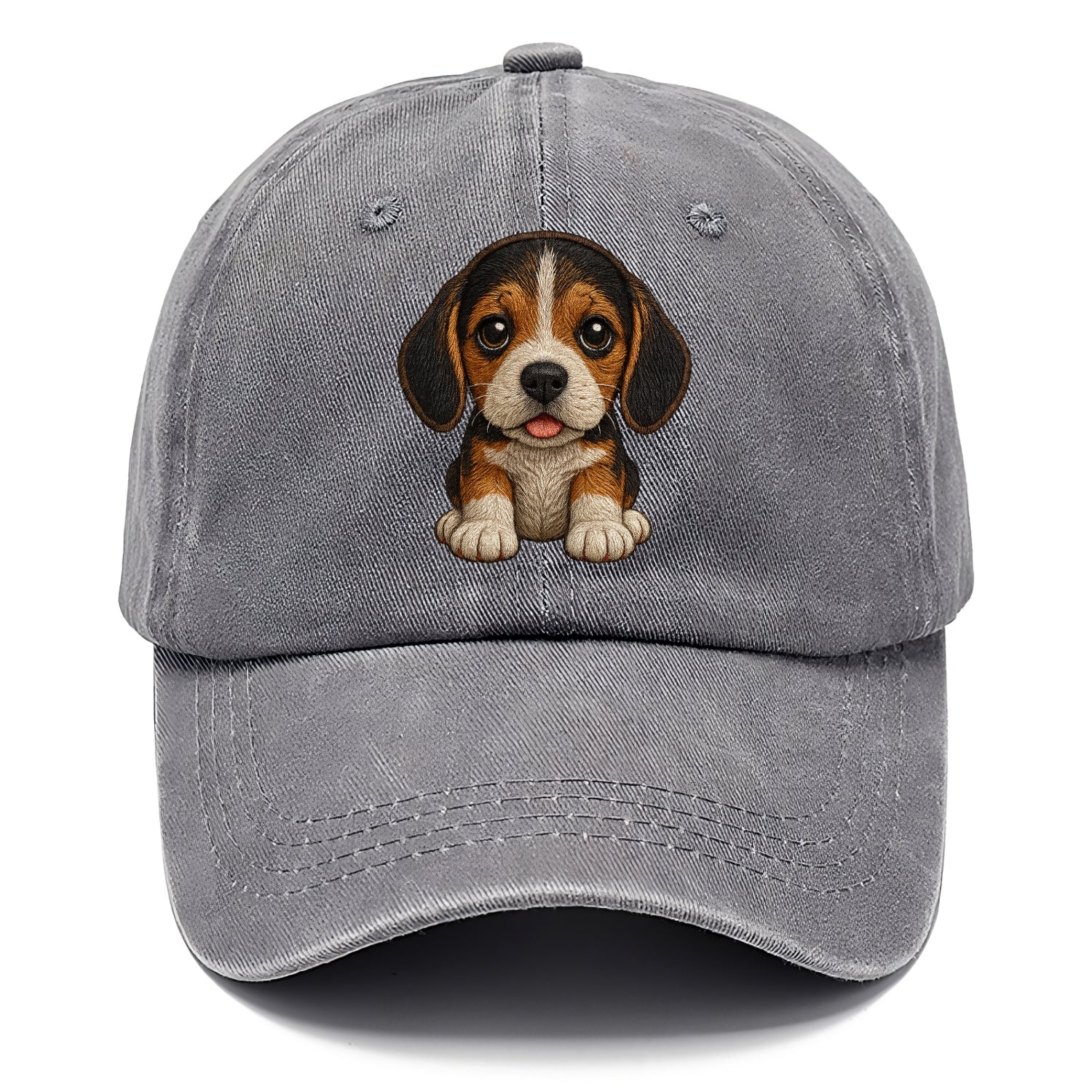 Baby Beagle Puppy - tricolor coat, long droopy ears, big pleading eyes, front-facing, - Classic Cap - Urban Haze(Grey)