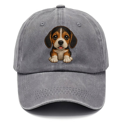 Baby Beagle Puppy - tricolor coat, long droopy ears, big pleading eyes, front-facing, - Classic Cap - Urban Haze(Grey)