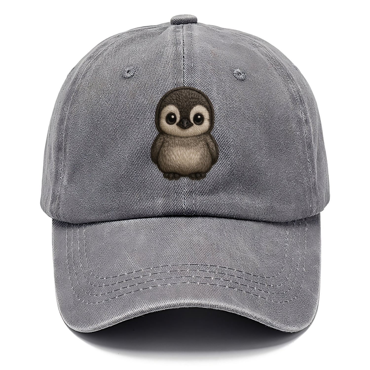 Baby Penguin Chick - gray fluffy, white face, round body, front-facing, tuxedo baby - Classic Cap - Urban Haze(Grey)