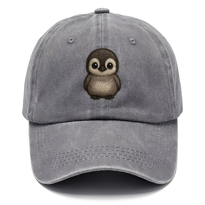 Baby Penguin Chick - gray fluffy, white face, round body, front-facing, tuxedo baby - Classic Cap - Urban Haze(Grey)