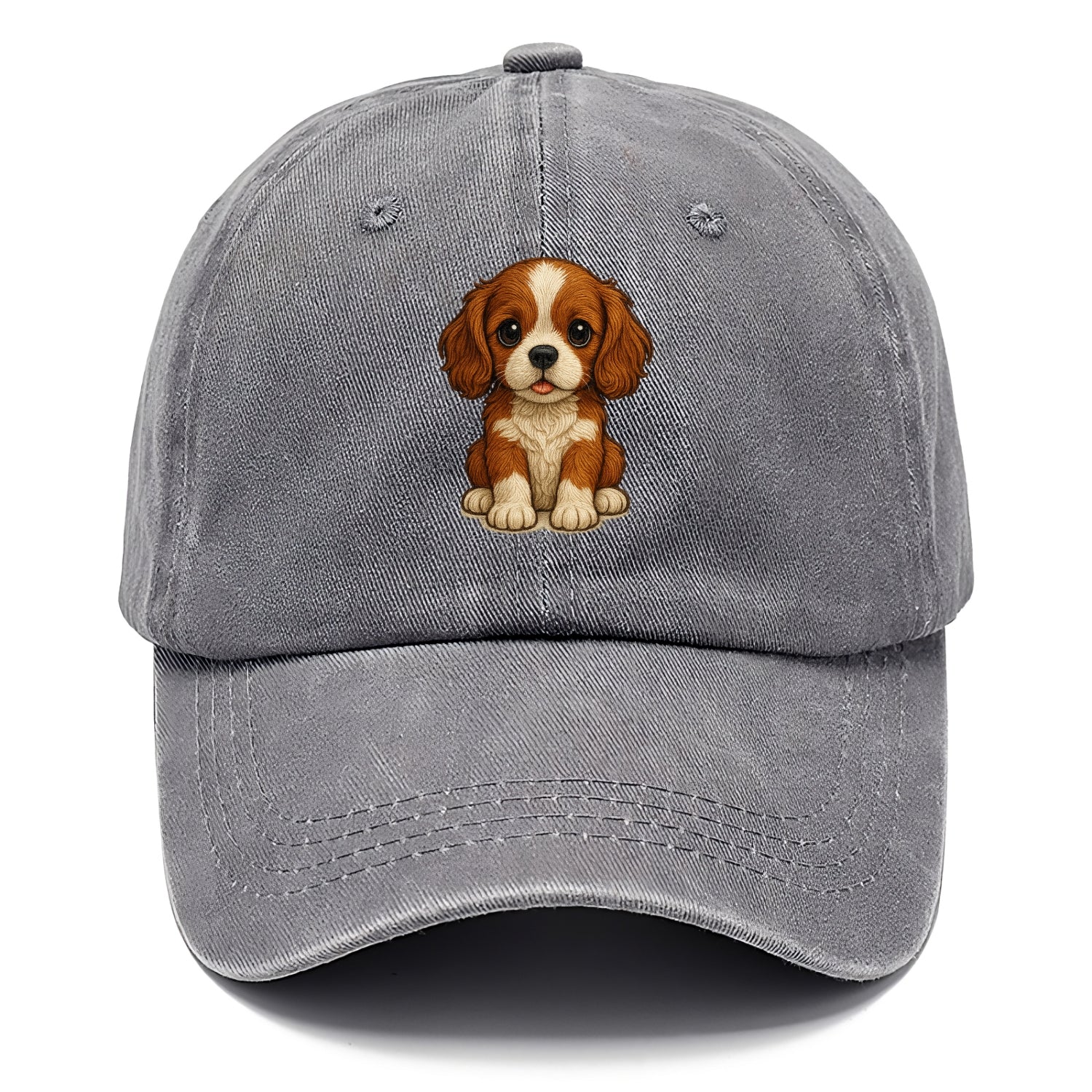 Baby Cavalier King Charles Spaniel Puppy - silky ears, gentle eyes, sweet expression, - Classic Cap - Urban Haze(Grey)