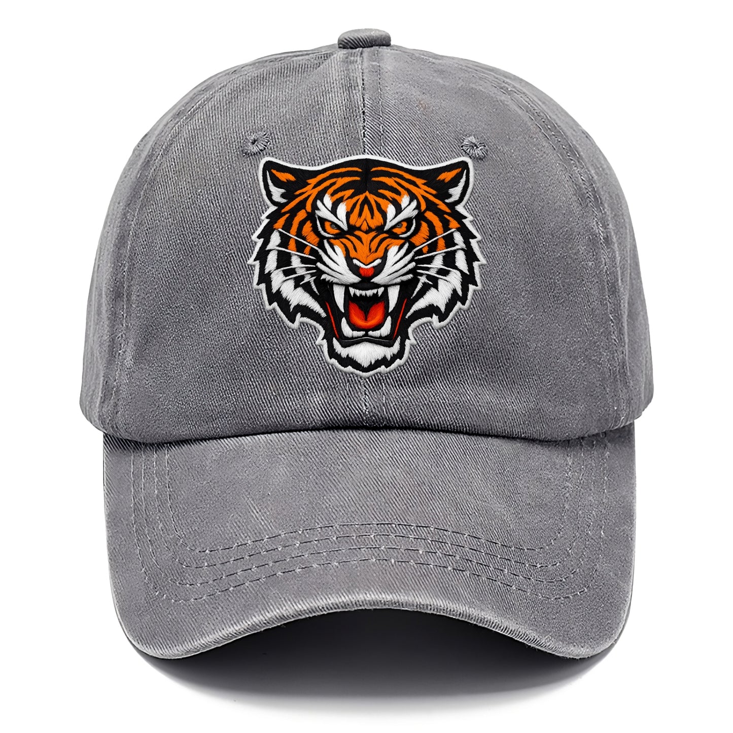 TIGER STRIPES FACE - fierce tiger face in orange, black and white , predator power - Classic Cap - Urban Haze(Grey)