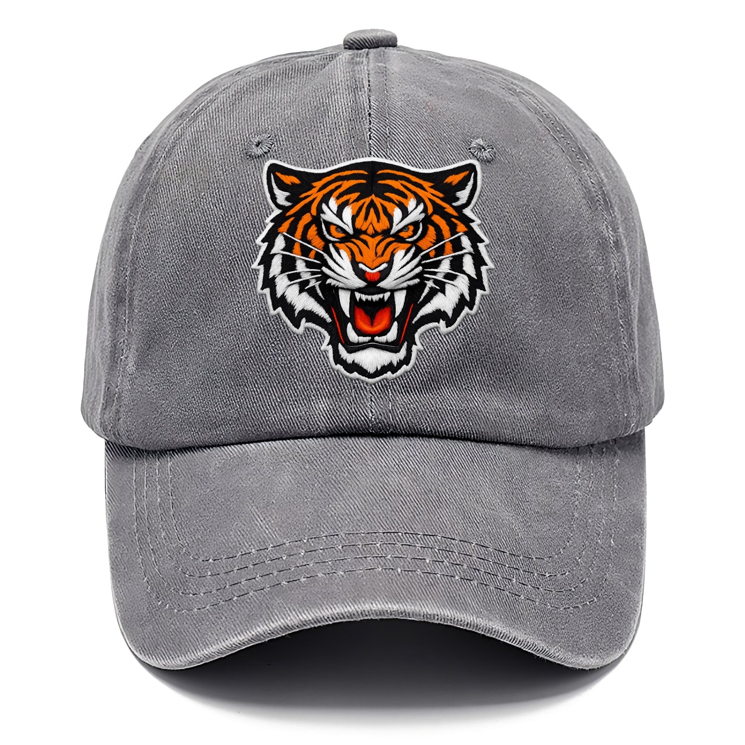 TIGER STRIPES FACE - fierce tiger face in orange, black and white , predator power - Classic Cap - Urban Haze(Grey)