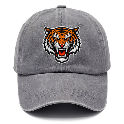 TIGER STRIPES FACE - fierce tiger face in orange, black and white , predator power - Classic Cap - Urban Haze(Grey)