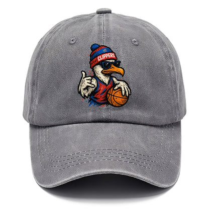 LA Seagull wearing Clippers red white and blue beanie with ship patch and wayfarer - Classic Cap - Urban Haze(Grey)