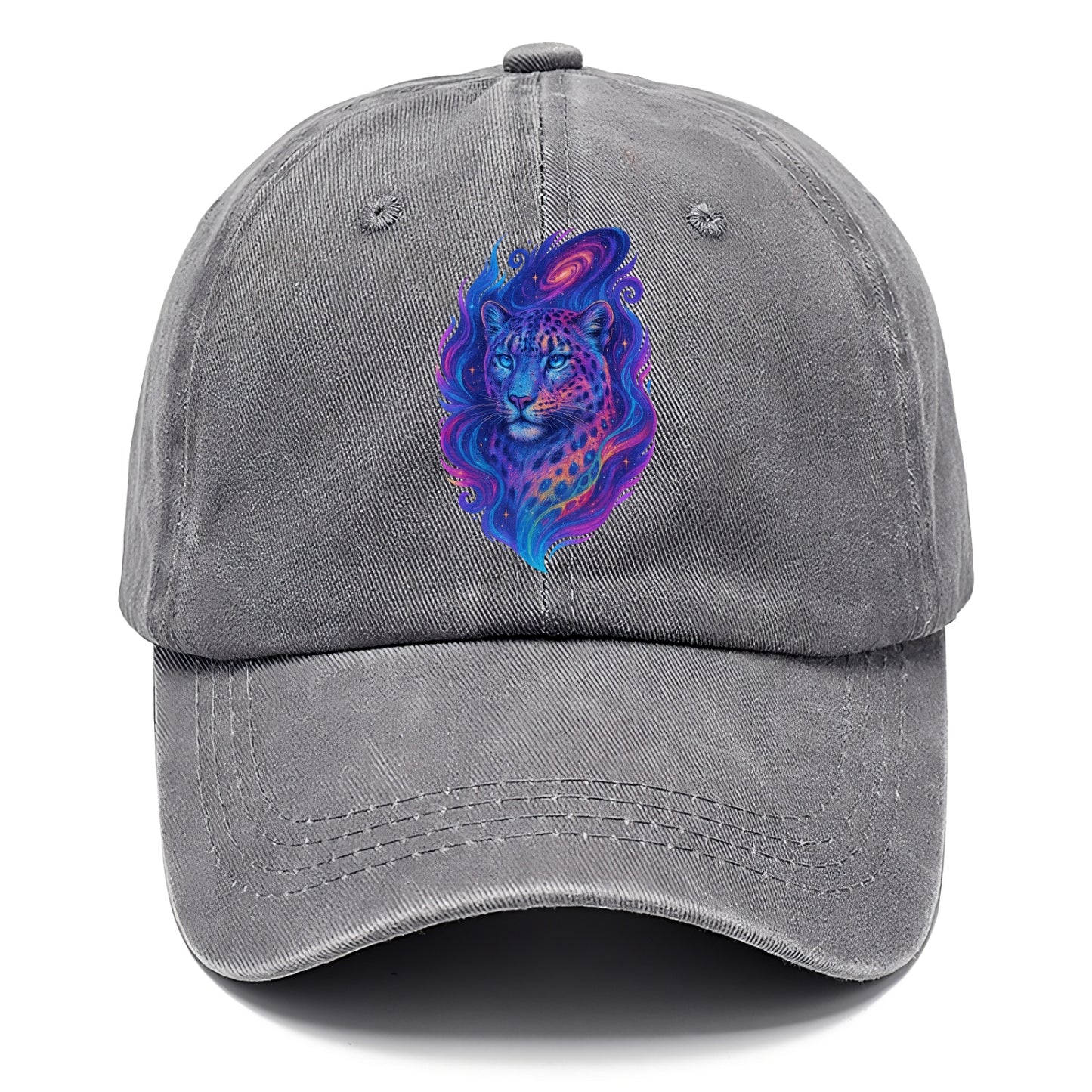 Majestic snow leopard with rainbow gradient spots, crystalline flowing patterns, - Classic Cap - Urban Haze(Grey)