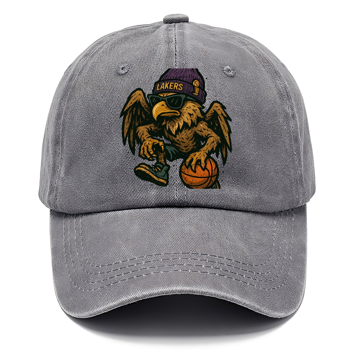 Los Angeles Golden Eagle wearing Lakers beanie with trophy patch and wayfarer - Classic Cap - Urban Haze(Grey)