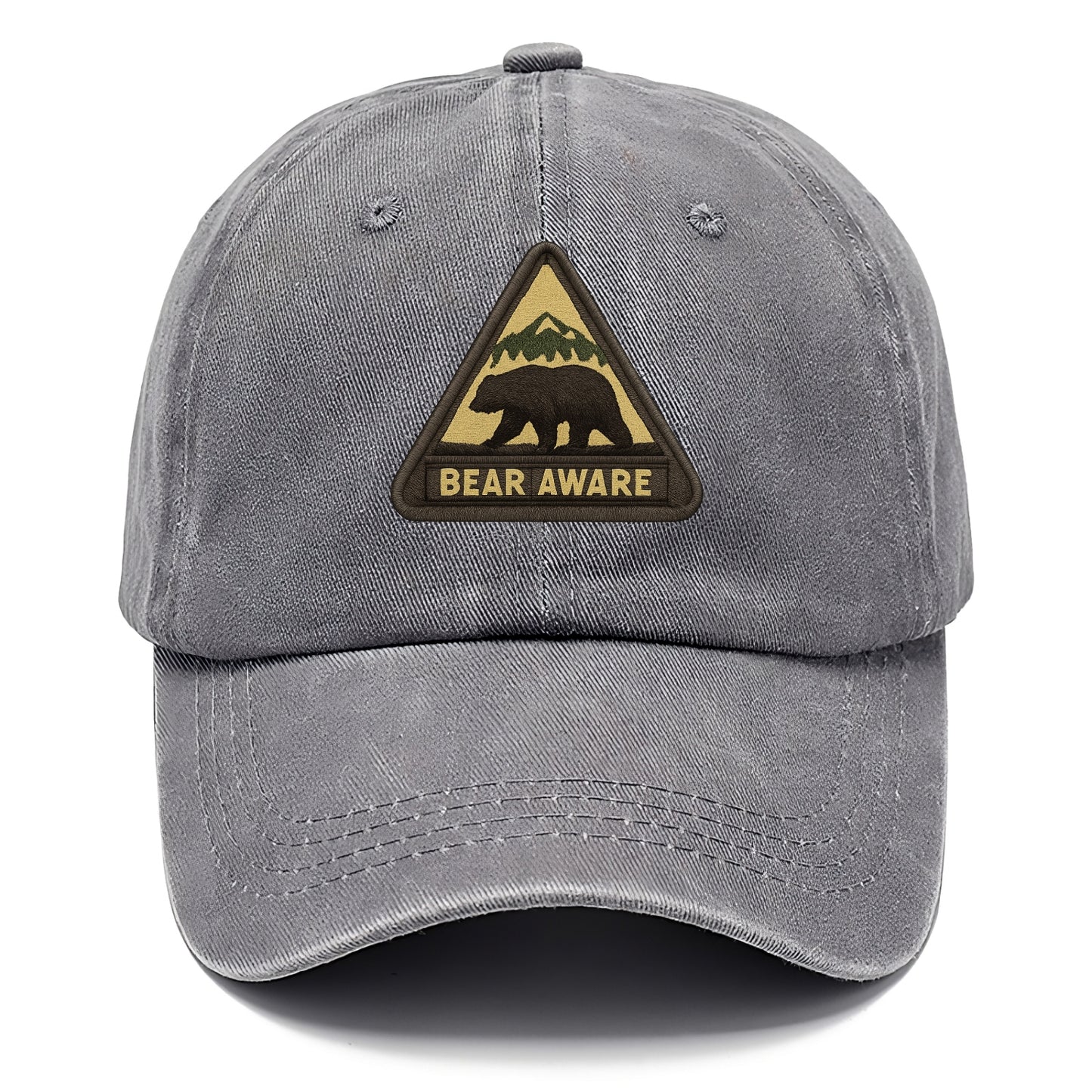 BEAR AWARE - bear silhouette warning in brown and yellow , wilderness safety - Classic Cap - Urban Haze(Grey)
