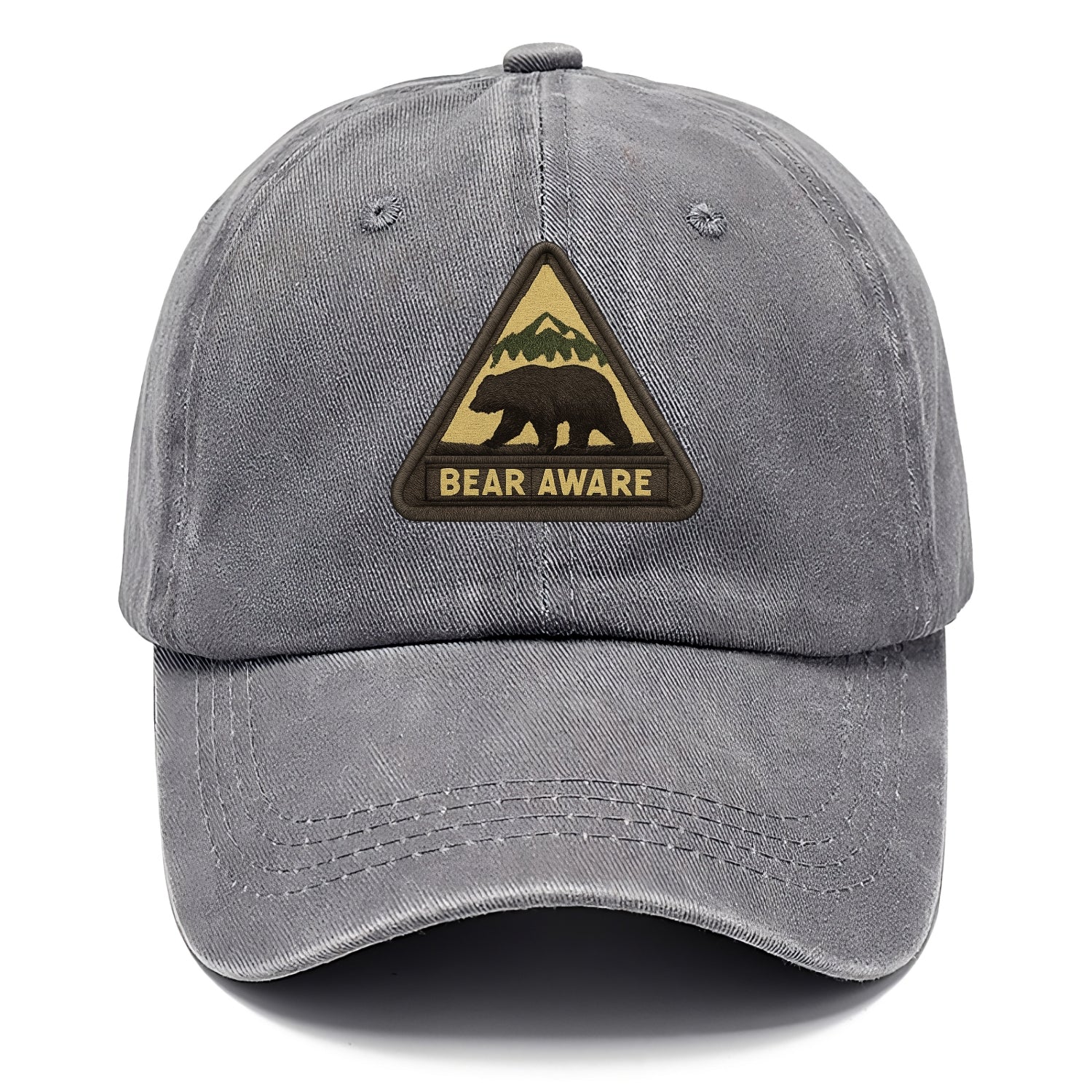 BEAR AWARE - bear silhouette warning in brown and yellow , wilderness safety - Classic Cap - Urban Haze(Grey)